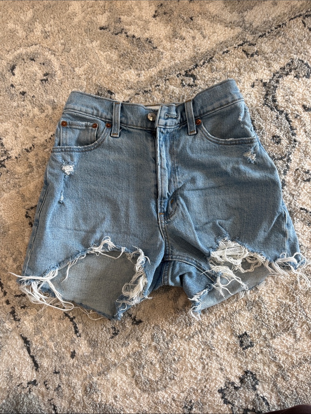 Abercrombie & Fitch Light Blue Distressed Denim Cutoff Shorts